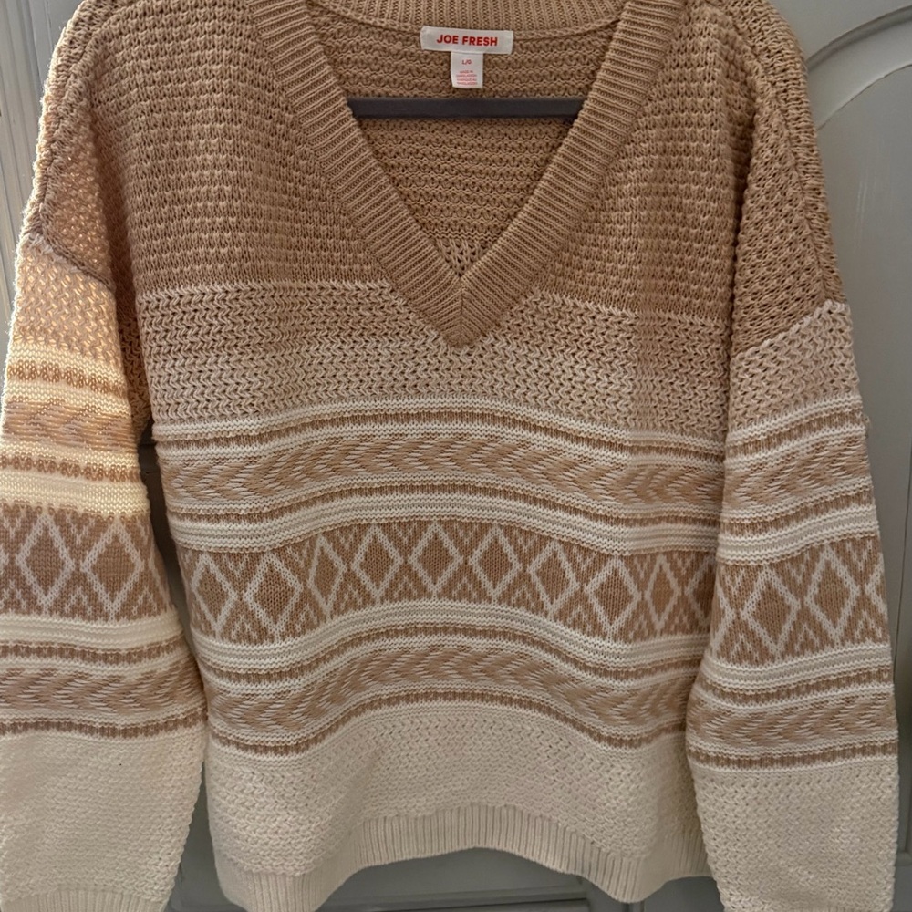 Joe Fresh V-Neck Patterned Knit Sweater